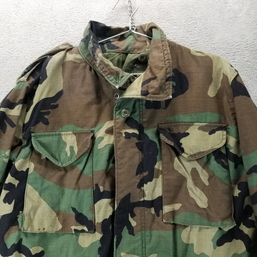 US Army Jacket Mens M Green‎ M65 Cold Weather Field Coat Woodland Camoflauge